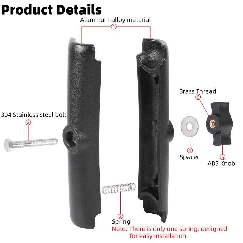FPN Aluminum Alloy Double Socket Arm Compatible with RAM Mounts B Size 1" Ball Components, Fits Industry All Standard 1" Ball Adapters (5.91" Long Arm) - Image 4