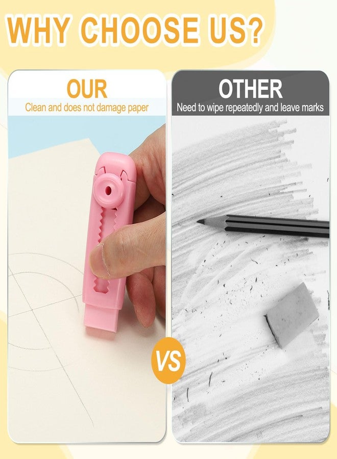 PATIKIL 4 Pack Erasers, Sliding Retractable Eraser Push Pull Cute Pencil Erasers Soft Large Easy to Clean with Plastic Sleeve for Sketching Drawing Artists Teacher Pencils, Pink - Image 5