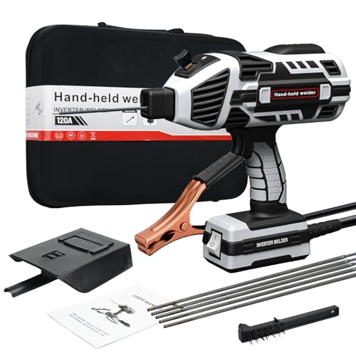 TRQWH Hand Held Welder Gun IGBT Inverter Welding Machine 110V ARC Portable Welder Handheld Welding Gun 5 Variable Current Adjustment Stick Welder Fit for 11618 Welding Rods Grey - Image 1