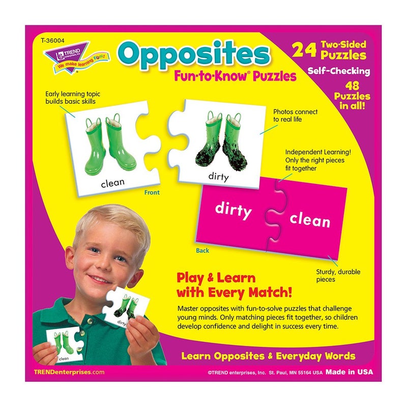 TREND enterprises, Inc. Opposites Puzzle Set, Multicolor, 3 x 6 in - Image 3