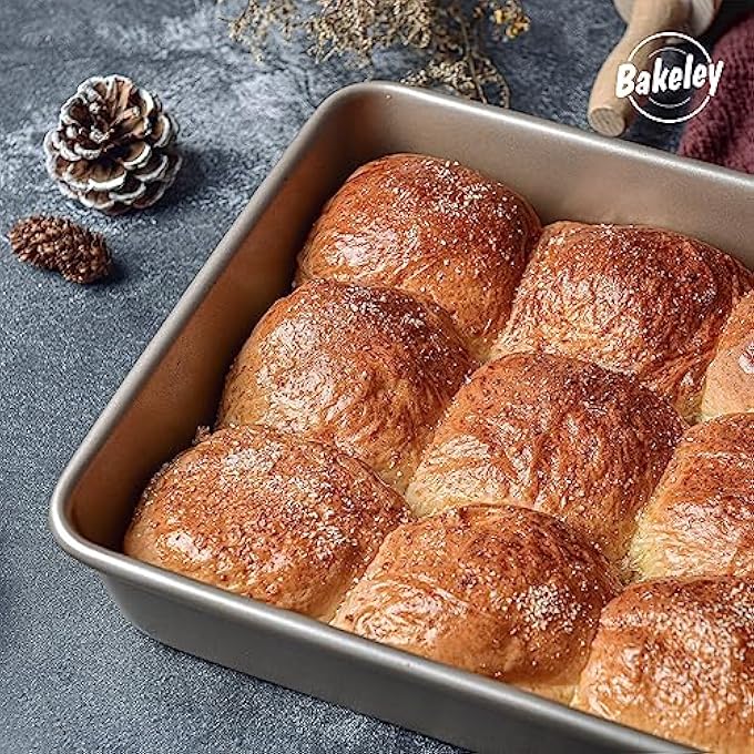 Bakeley 13 بوصة مستطيل كعكة عموم غير لاصق رغيف صينية خبز طبق عميق لفرن تحميص خبز اللحم جيلي رول باتنبرغ بيتزا المعجنات 137 × 976 × 236 ذهبي شمبانيا - Image 5