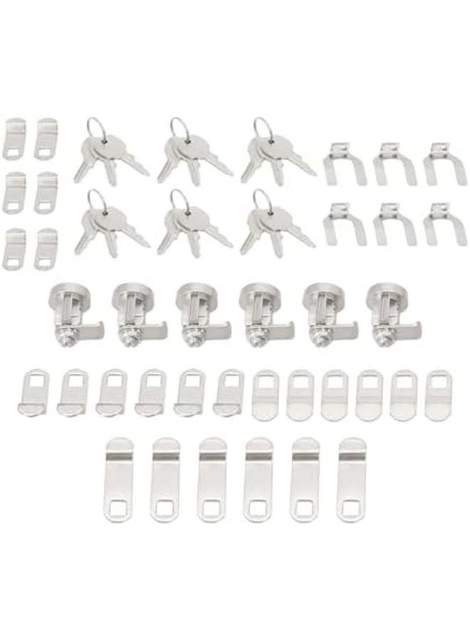 Mailbox Lock Replacement Kit 6 Set Zinc Alloy Silver with 3 Keys Locking Tabs Compatible Newspaper Box Wardrobe - Image 3