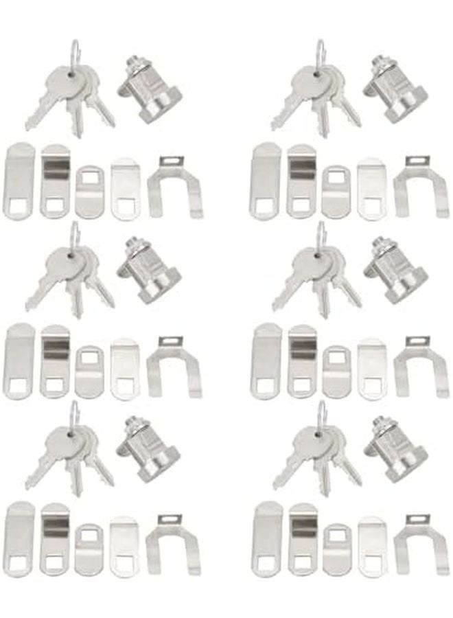 Mailbox Lock Replacement Kit 6 Set Zinc Alloy Silver with 3 Keys Locking Tabs Compatible Newspaper Box Wardrobe - Image 2