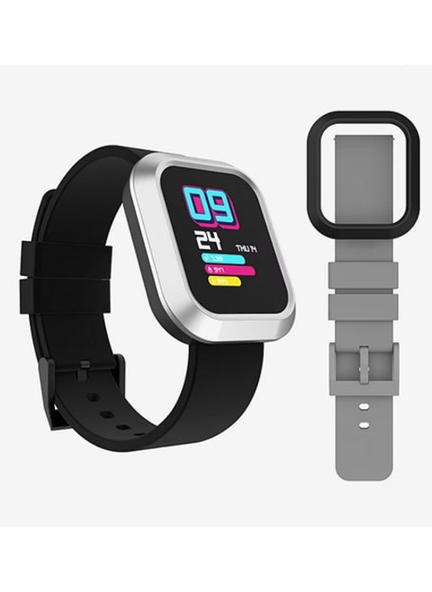 Flex Series Smartwatch With Interchangeable And Silver Case Black Silicone Strap