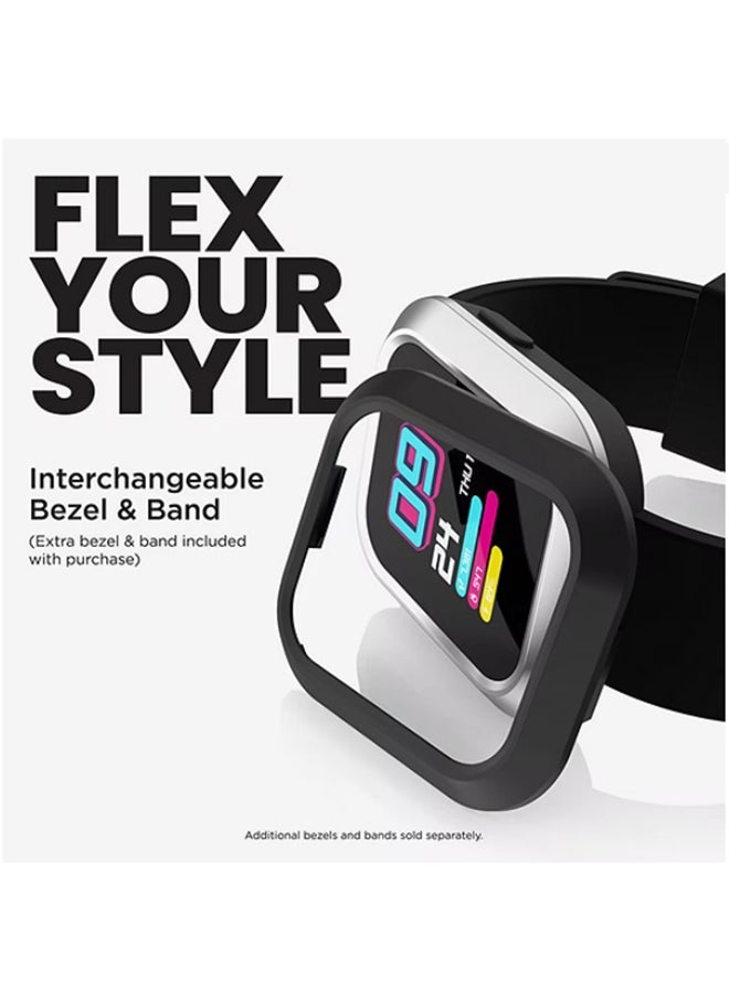 iTouch - Flex Series Smartwatch With Interchangeable And Silver Case Black Silicone Strap - Image 1