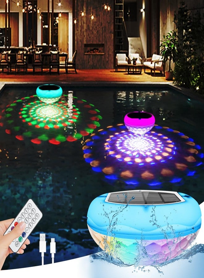 QOLNBY Pool Lights, 2-in-1 Solar USB Rechargeable Floating Pool Lights, 6.69 Inch 2600mAh IP68 Waterproof 6 Dynamic Modes Upper and Lower Color Changing Hangable Solar Floating Light for Pools 1 PCS - Image 1