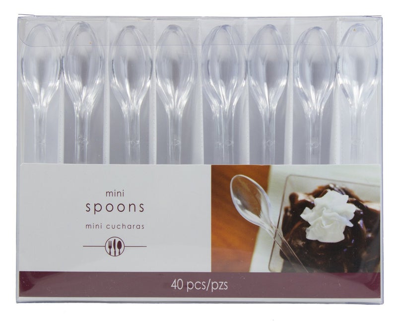 Amscan Clear Mini Plastic Spoons  4 Pack Of 40  Perfect For Desserts Appetizers  Parties