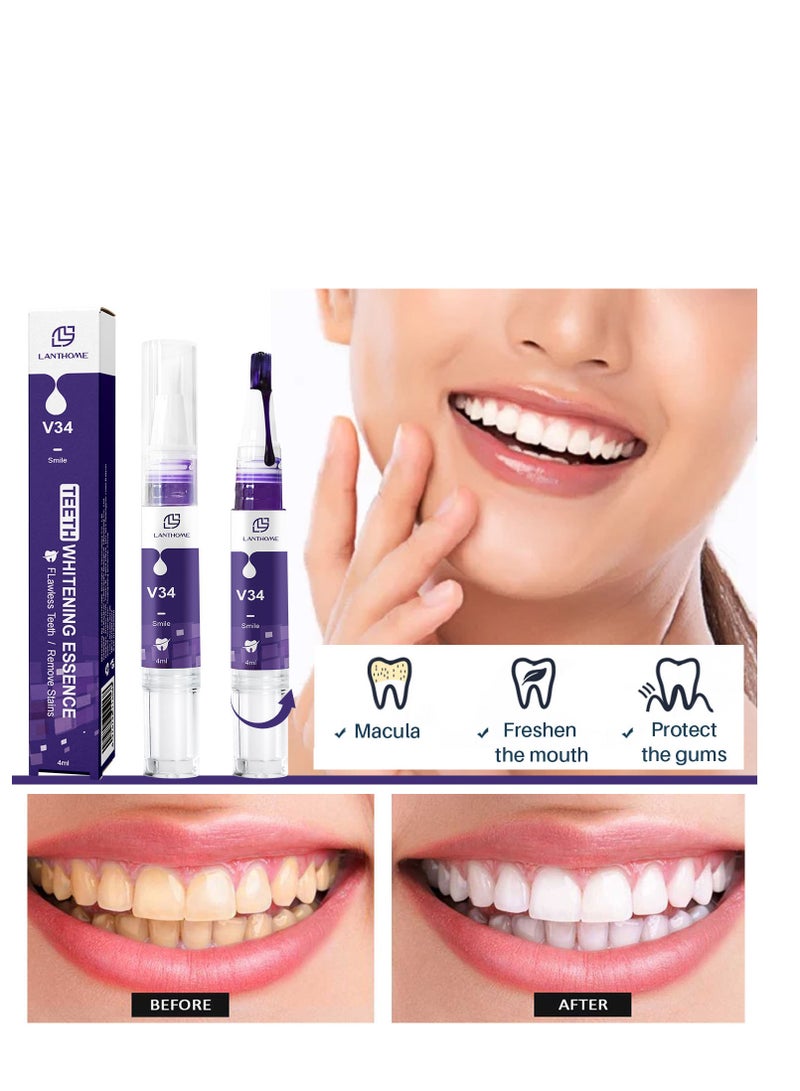 لانثوم Teeth Whitening Essence Pen V34 مصحح لون الأسنان ، معجون أسنان تبييض الأسنان ، إزالة البقع ، إزالة القهوة ، البقع ، الأسنان الصفراء 4 مل - Image 3
