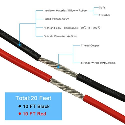 BNTECHGO 12 Gauge Silicone Wire 10 ft red and 10 ft Black Flexible 12 AWG Stranded Tinned Copper Wire - Image 3
