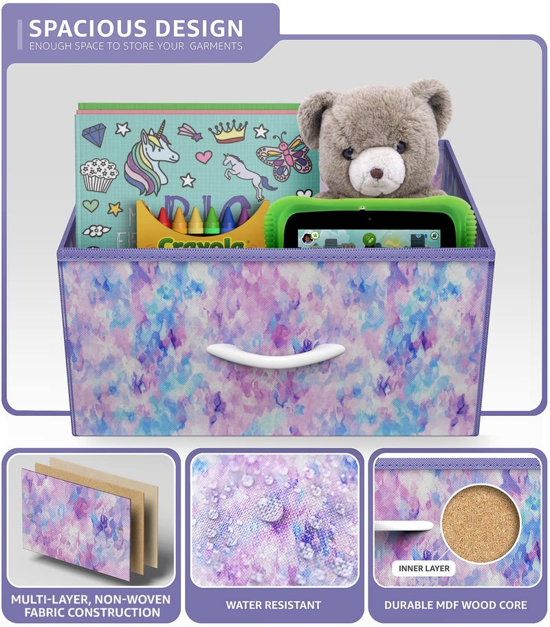 Sorbus Fabric Dresser for Kids Bedroom - Chest of 6 Drawers, Tall Storage Tower, Clothing Organizer, for Closet, for Playroom, for Nursery, Steel Frame, Fabric Bins - Wood Handle (Tie Dye Purple) - Image 5
