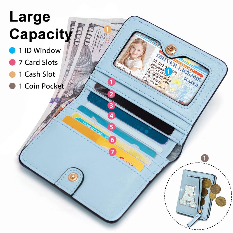 OYLOLA Birthday Gifts for 8 9 10 11 12 13 14 Year Old Girl Kids Wallet Initial Girls Wallets Teen Girls Gift Preppy Teen Girl Stuff Things Blue A - Image 3