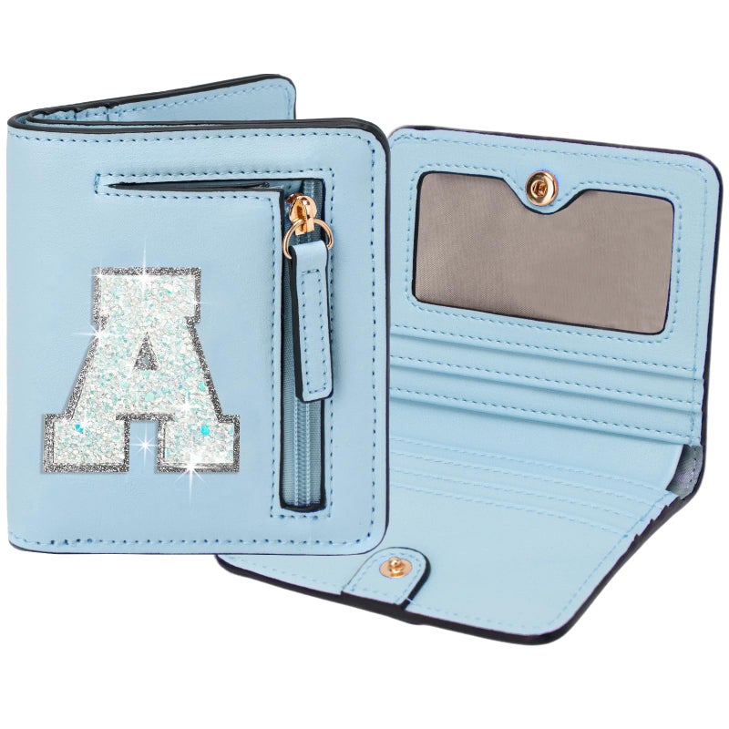 OYLOLA Birthday Gifts for 8 9 10 11 12 13 14 Year Old Girl Kids Wallet Initial Girls Wallets Teen Girls Gift Preppy Teen Girl Stuff Things Blue A - Image 1