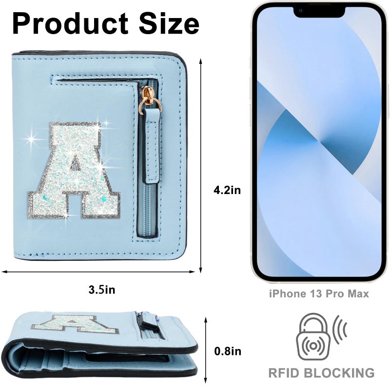OYLOLA Birthday Gifts for 8 9 10 11 12 13 14 Year Old Girl Kids Wallet Initial Girls Wallets Teen Girls Gift Preppy Teen Girl Stuff Things Blue A - Image 4