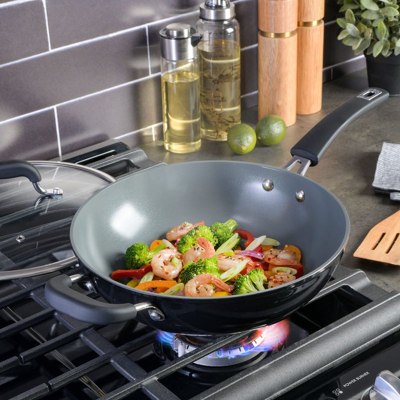 Kenmore Arlington 11" Aluminum Wok W/Lid- Black Diamond - Image 4