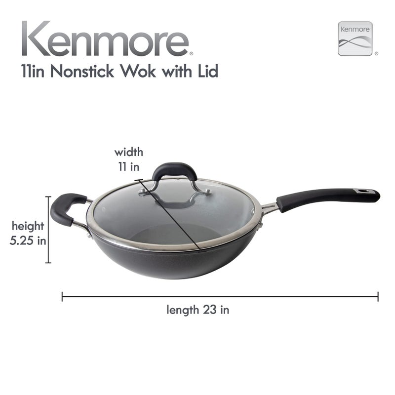 Kenmore Arlington 11" Aluminum Wok W/Lid- Black Diamond - Image 2