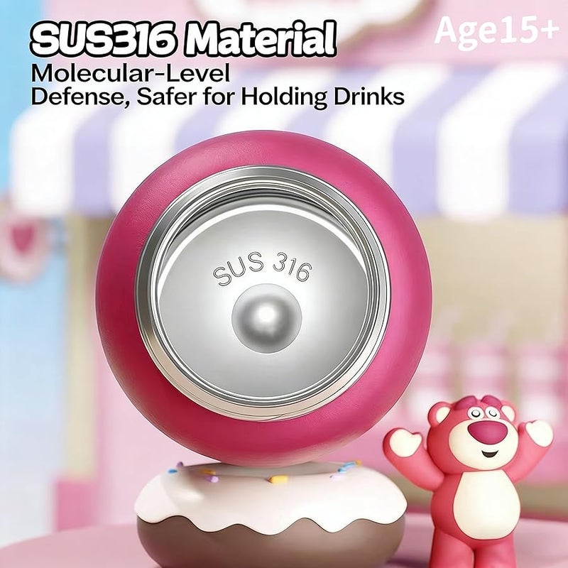 Miniso Disney Cartoon Portable Insulated Cup - Judy, Nick & Stitch, Cute and Exquisite, Perfect for Collection and Gifting as Birthday or Easter Presents (Lotso Bear) - Image 2