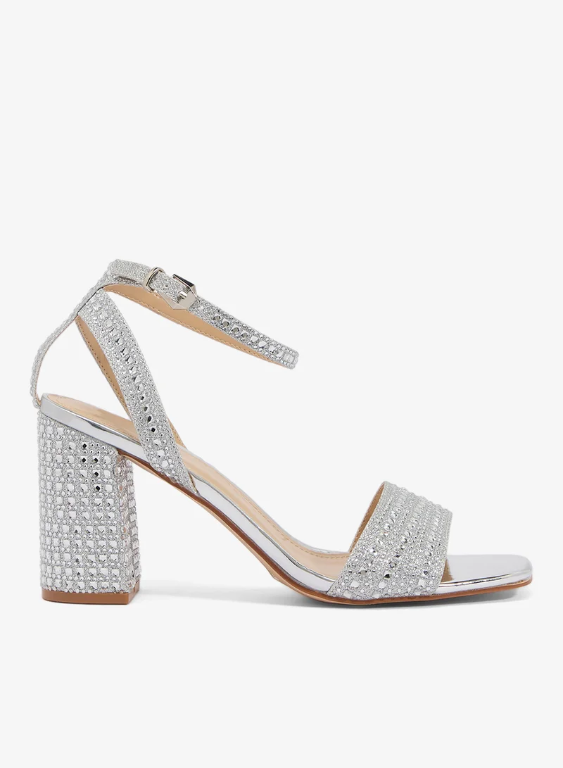 Truffle Silver Strap Detail Wedge Heeled Sandals