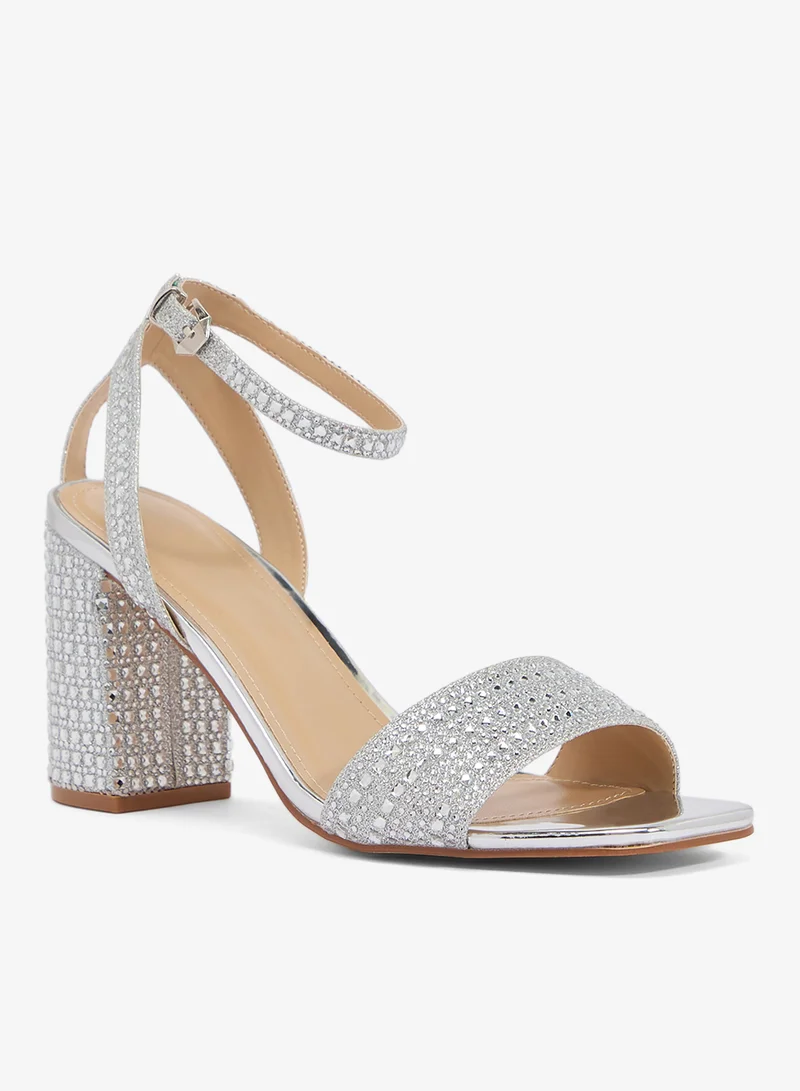 Truffle Silver Strap Detail Wedge Heeled Sandals