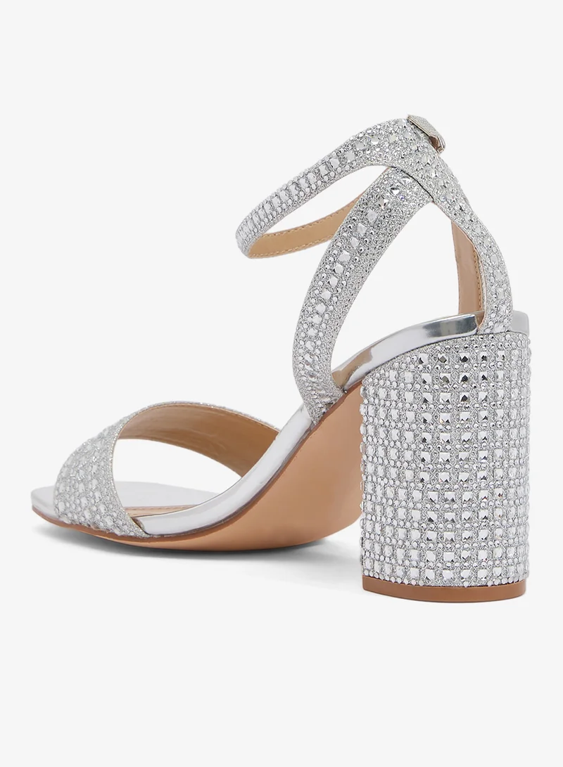 Truffle Silver Silver Strap Detail Wedge Heeled Sandals for Women | Best Price UAE