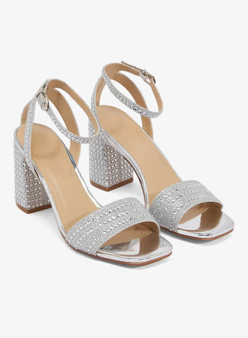 Truffle Silver Silver Strap Detail Wedge Heeled Sandals for Women | Best Price UAE
