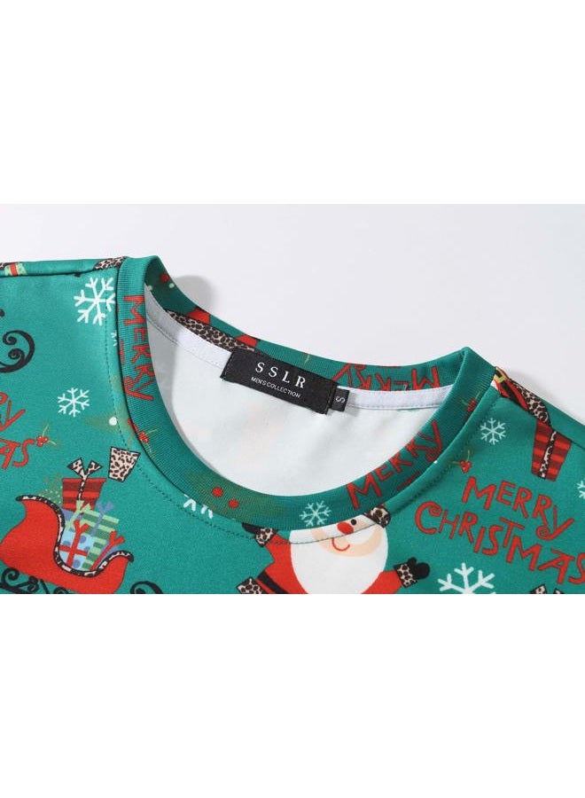 SSLR Mens-Ugly-Christmas-Sweatshirt-Funny Hoodies Xmas Holiday Crew Neck Pullover Causal, Green White, M - Image 3