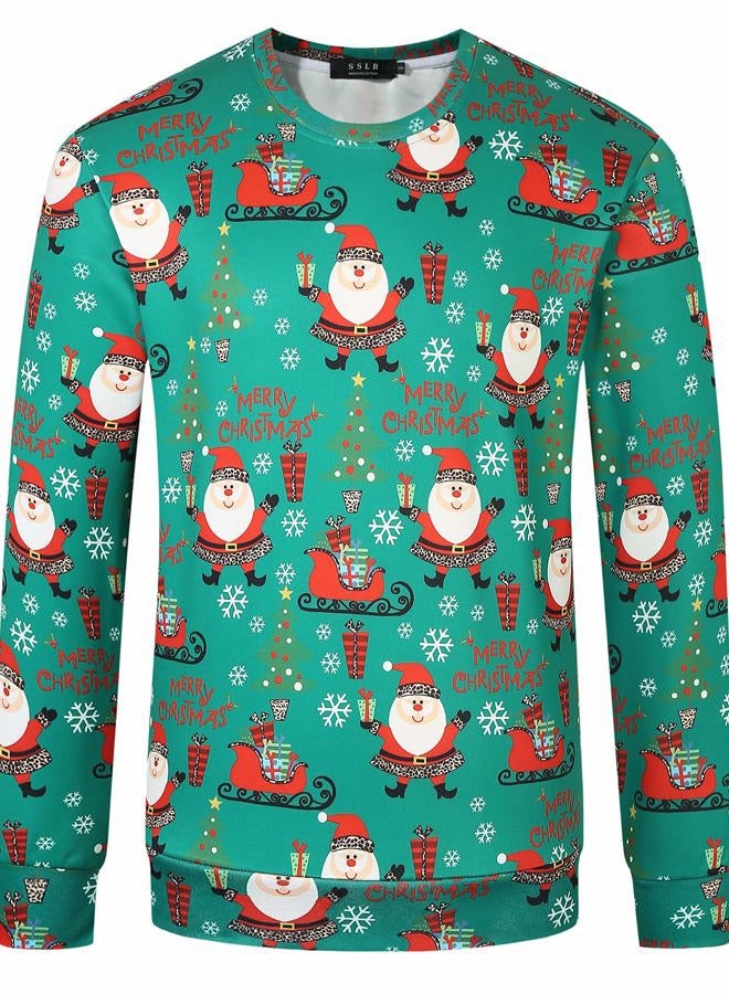 SSLR Mens-Ugly-Christmas-Sweatshirt-Funny Hoodies Xmas Holiday Crew Neck Pullover Causal, Green White, M - Image 1