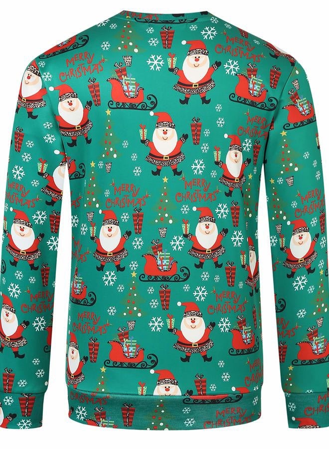SSLR Mens-Ugly-Christmas-Sweatshirt-Funny Hoodies Xmas Holiday Crew Neck Pullover Causal, Green White, M - Image 2