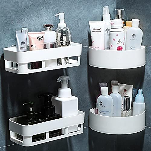TETRIX Plastic Kitchen Bathroom Wall Holder Storage Rack Corner Shelf Plastic Wall Shelf Multi Color 2 Bathroom 2 Triangle - Image 1
