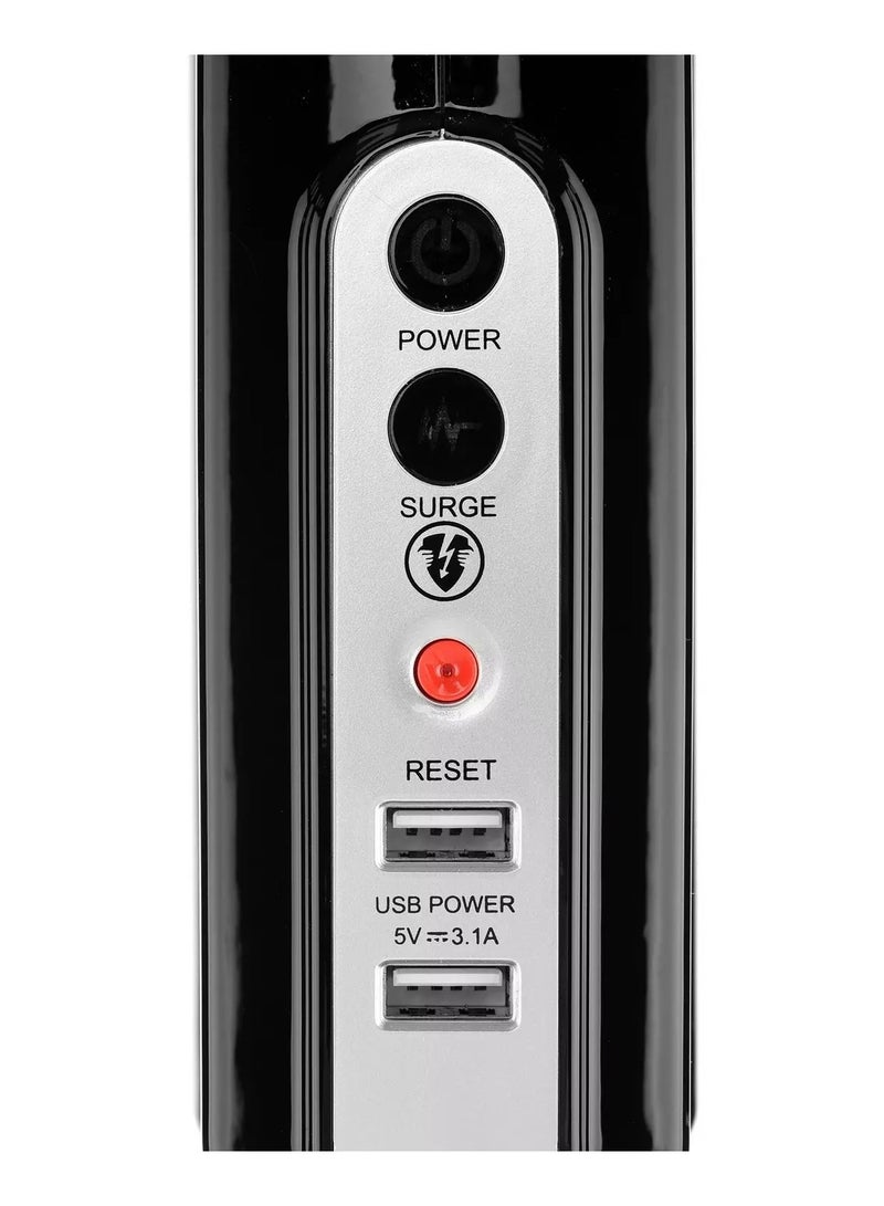 ماستربلاج مقبس كهربائي عالي اللمعان 4 مقابس مدمجة متجاورة بطول 4 أمتار مع منفذي شحن USB وحماية من زيادة التيار الكهربائي - Image 3