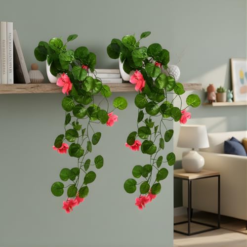 fancymart Artificial Flower Plant Home Décor with Small Size Pot | Pack of 2 | Plant Hanging for Home Decor | Office Decor (DESIGN-02) - Image 2