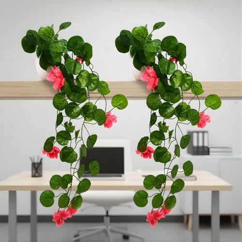 fancymart Artificial Flower Plant Home Décor with Small Size Pot | Pack of 2 | Plant Hanging for Home Decor | Office Decor (DESIGN-02) - Image 3