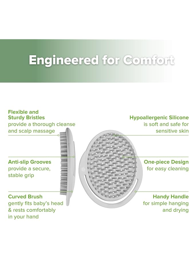 haakaa Baby Cradle Cap Brush Silicone Cradle Cap Comb Hair Scalp Massager Soft Bristles For Newborns & Toddlers Ideal Baby Shower Gifts For Mum Slate Gray - Image 4