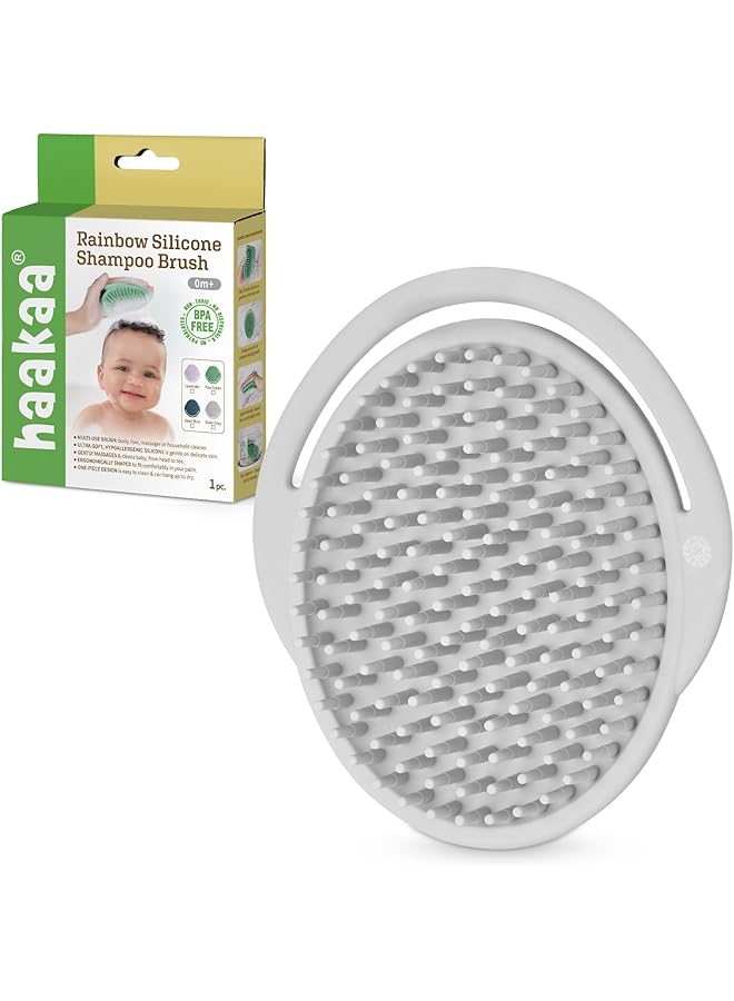 haakaa Baby Cradle Cap Brush Silicone Cradle Cap Comb Hair Scalp Massager Soft Bristles For Newborns & Toddlers Ideal Baby Shower Gifts For Mum Slate Gray - Image 1