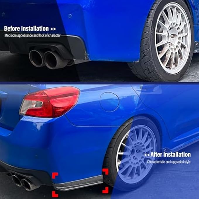 Luocute Rear Bumper Side Diffuser, 2 Pcs Rear Spat Bumper Valance Lip Left Right Lightweight Easy Install Replacement for Impreza STI VA 2015-2021 (Carbon Fiber Style) - Image 3
