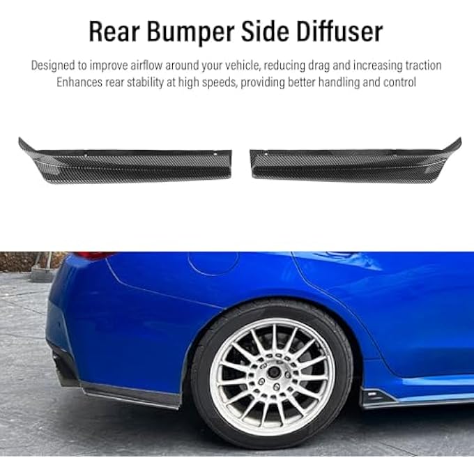 Luocute Rear Bumper Side Diffuser, 2 Pcs Rear Spat Bumper Valance Lip Left Right Lightweight Easy Install Replacement for Impreza STI VA 2015-2021 (Carbon Fiber Style) - Image 2
