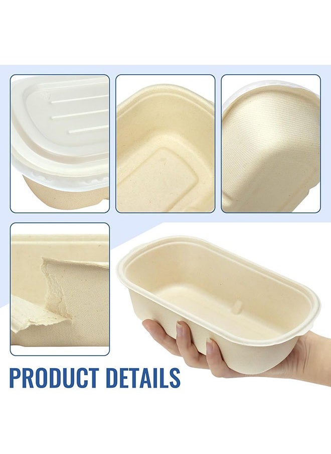 50 Pack Disposable Meal Prep Containers with Lid, 700ML Bagasse Paper Take Out Food Containers Disposable Cardboard Meal Prep Container Serving Bowls for Snack Lunch Salad Leftovers