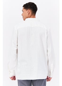 French Connection Men Regular Fit Long Sleeves Plain Casual Shirt, White  - Image 3