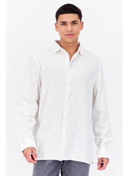 French Connection Men Regular Fit Long Sleeves Plain Casual Shirt, White  - Image 1