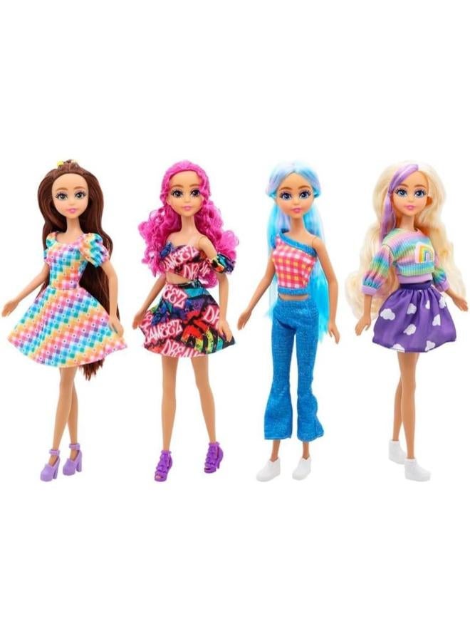 Funville Fairy Dolls Playset 4 Assorted Colors, 29 cm Height - Image 4