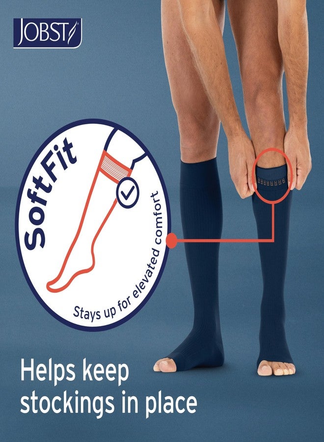 جوبست جوارب ضغط رجالية من JOBST، ضغط 15-20 مم زئبق، تصل إلى الركبة، مزودة بشريط SoftFit، مفتوحة من الأمام، لون كحلي، مقاس كبير جدًا - Image 5
