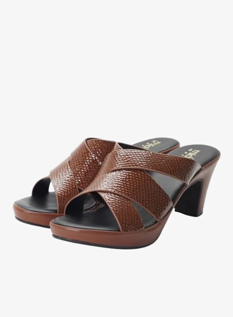 092-3090 Michelle Morgan Ladies Mid Heel Sandals 314RL093 Coffee