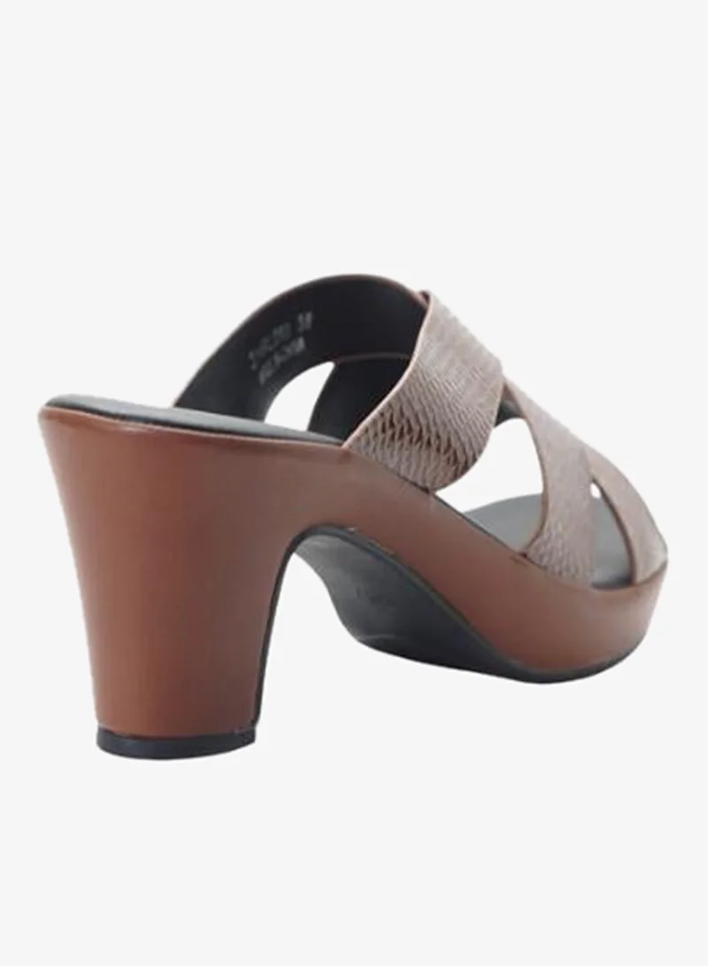 Michelle Morgan Coffee 092-3090 Michelle Morgan Ladies Mid Heel Sandals 314RL093 Coffee for Women | Best Price UAE