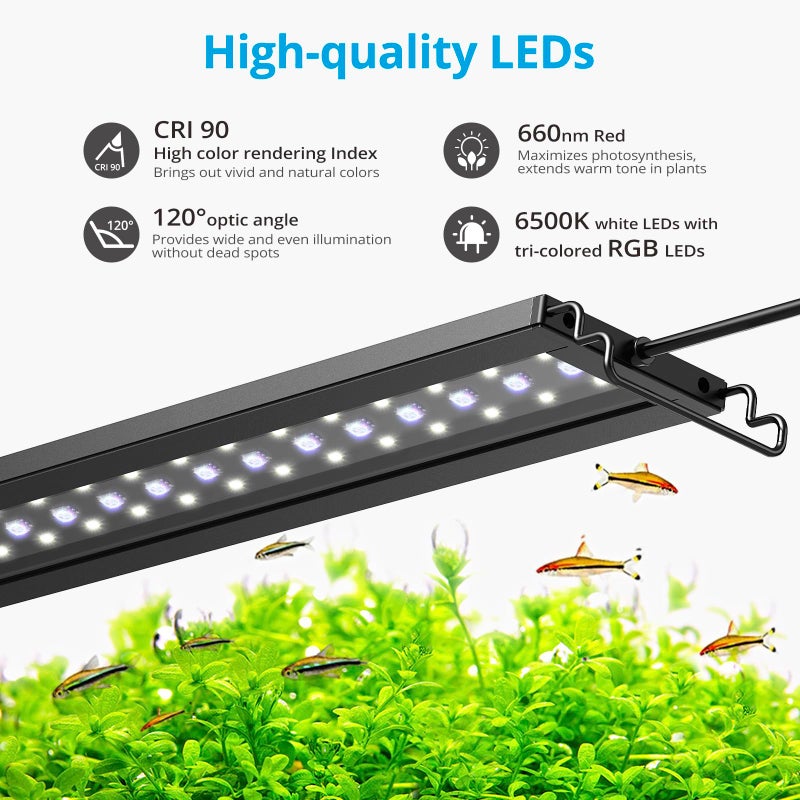NICREW C10 24/7 ضوء LED لحوض السمك للنباتات، 12-18 بوصة، ضوء حوض السمك كامل الطيف مع مؤقت، قابل لتعديل السطوع - Image 4