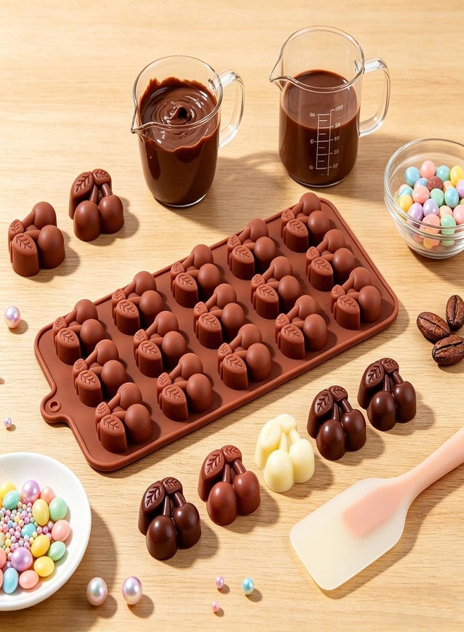 YIMINGMOLD قوالب سيليكون YIMINGMOLD بـ 15 تجويفًا على شكل كرز لصنع الشوكولاتة والحلوى الصلبة، طقم من قطعتين - Image 2