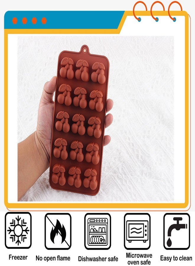YIMINGMOLD قوالب سيليكون YIMINGMOLD بـ 15 تجويفًا على شكل كرز لصنع الشوكولاتة والحلوى الصلبة، طقم من قطعتين - Image 4