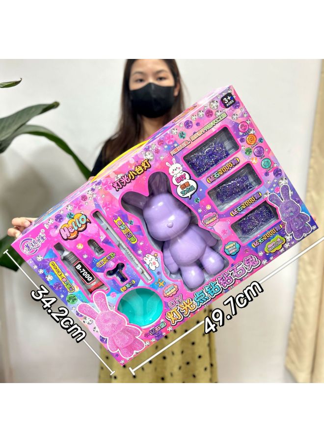 Children And Girls Toys Simulation Kitchen Play House Toys Suit Educational Toys Training Institutions Renewal Gifts-Specifications:Bk088 Diamond Rabbit Table Lamp [big Gift Box]  - Image 1