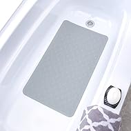 SlipX Solutions SlipX Solutions Mildew Resistant Large Gray Rubber Bath Safety Mat Features Powerful MicrobanÃ‚Â® Antimicrobial Product - Image 1
