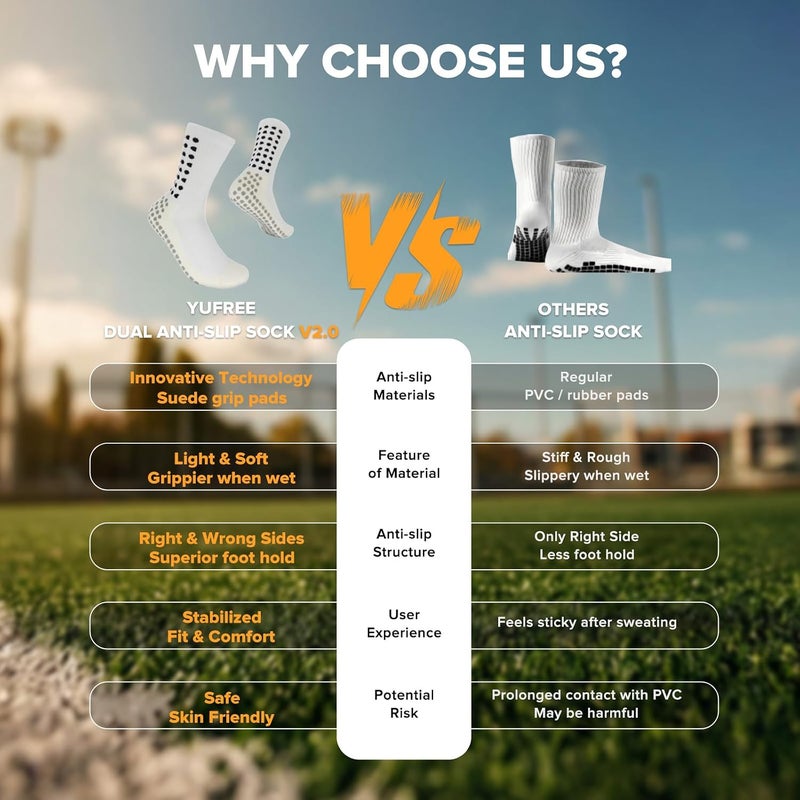 Yufree Men's Soccer Socks Anti Slip Non Slip Grip Pads for Football Basketball Sports Grip Socks, 4 Pair - Image 4