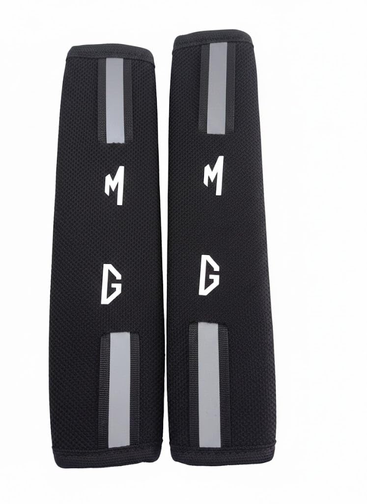 Car Seat Belt Covers, Comfortable Shoulder Pads, Black with Reflective Strips, MG,2 Pack