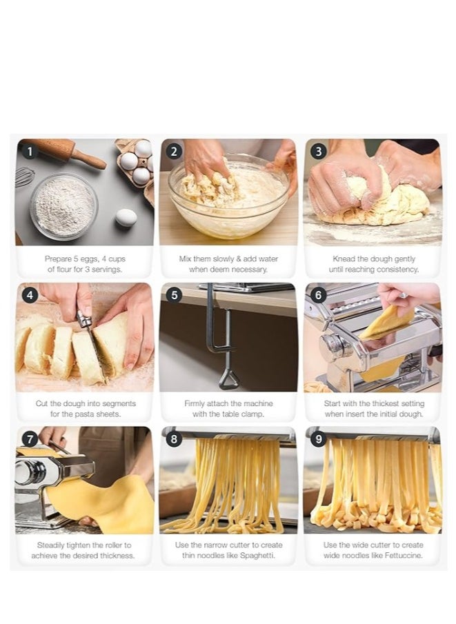 Enjoylifeme - Premium Pasta Maker Machine: 150mm Roller with Cutter, 7 Adjustable Thickness Settings, Detachable Dual-Blades, Hand Crank - Homemade Spaghetti, Fettuccine, Lasagna, Ravioli, and Farfalle - Image 1